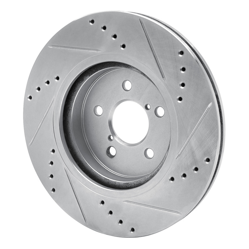 Subaru Impreza Brake Rotor (1) - Front Left - R1 Concepts - Drilled & Slotted - Silver - `17-`23